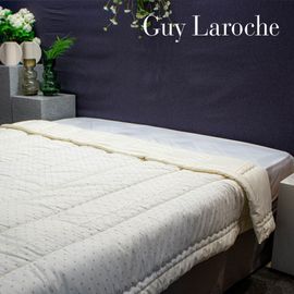 Guy Laroche Semi-Micro Fiber Cream Sand Comforter Soft Floral Pattern Antibacterial Quilted Premium Bedding _ Made in Korea